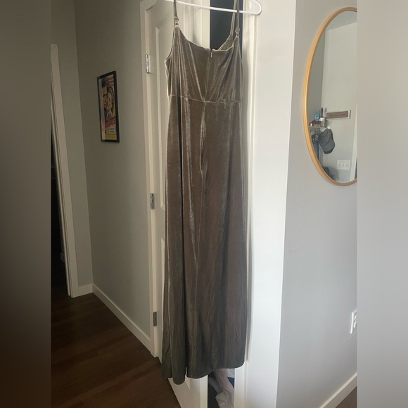 Revelry Skye Velvet Bridesmaid Dress Dusty Olive - Picture 3 of 3